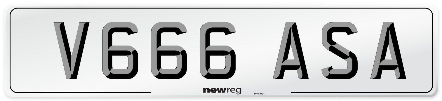 V666 ASA Number Plate from New Reg